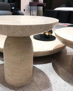 Natural Beige Travertine Creative Block Table