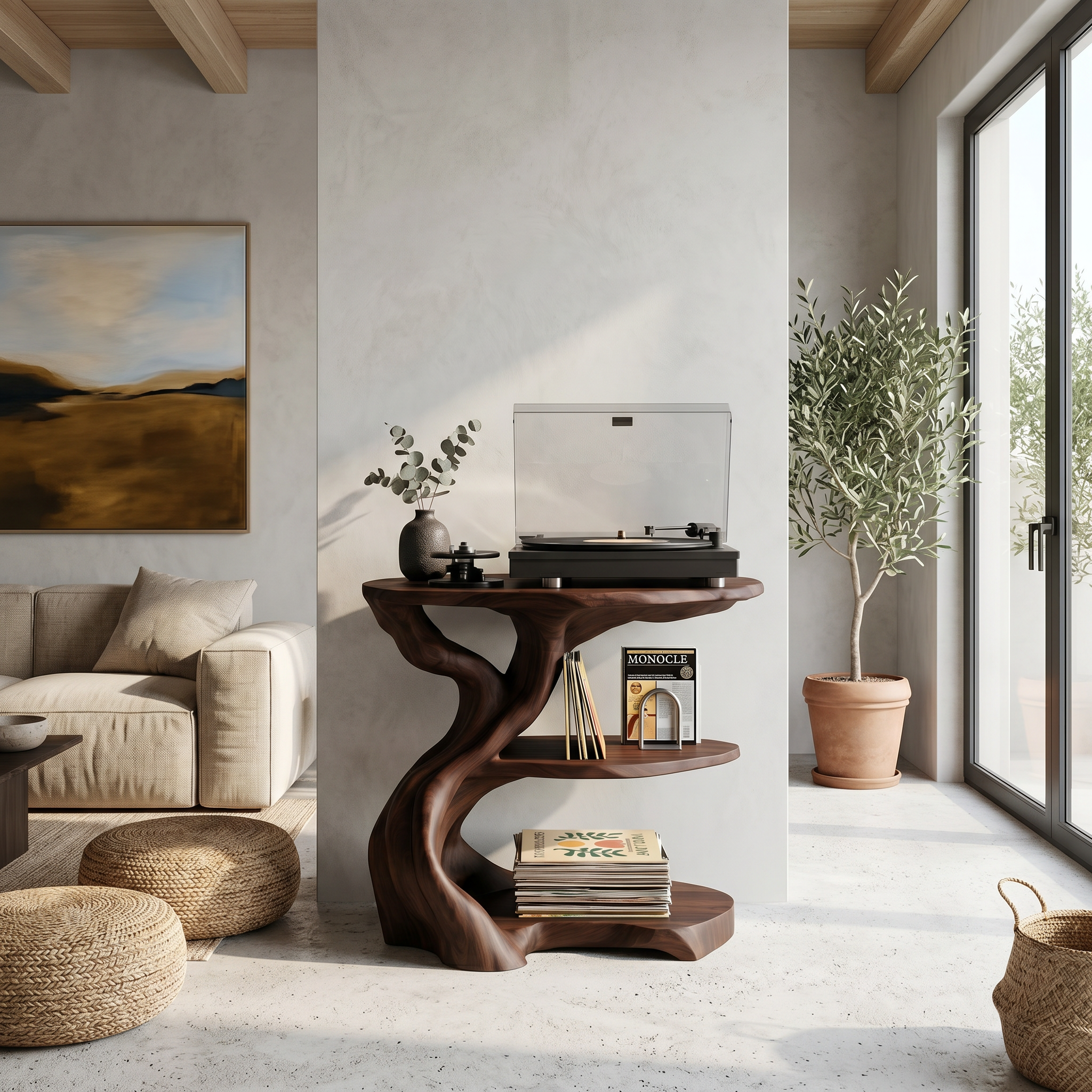 Handcrafted Wooden Media Stand Custom Living Room