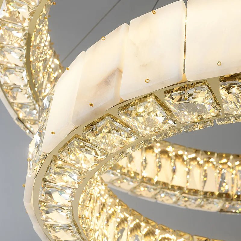 buyAurelia Marble & Crystal 3-Tier Chandelier - Morsale