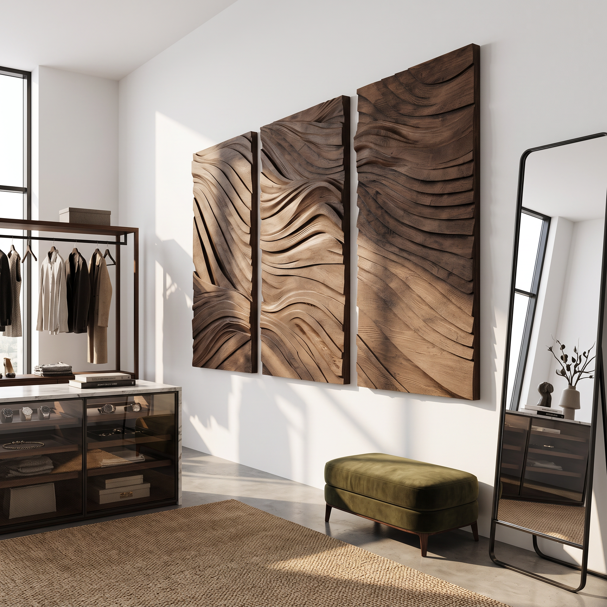 Modern Rectangle Solid Wood Wall Art For Bedroom