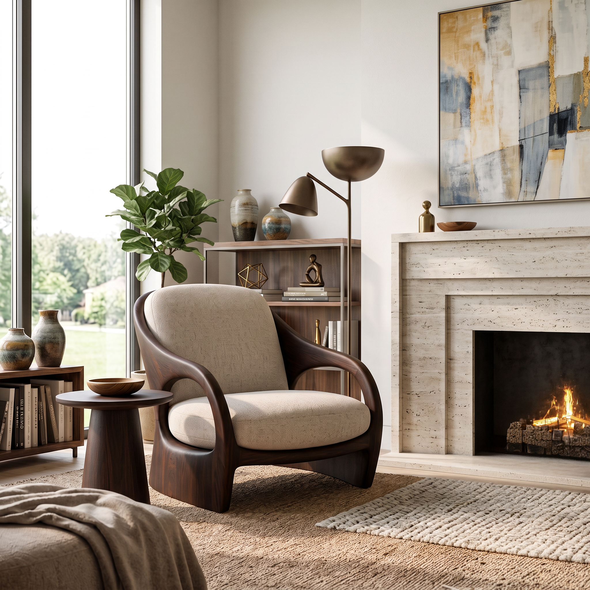 Modern Sculptural Lounge Chair For Living Room Or Reading Corner