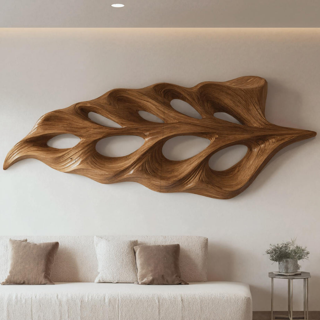 Modern Flowing Leaf Shape Carved For Home