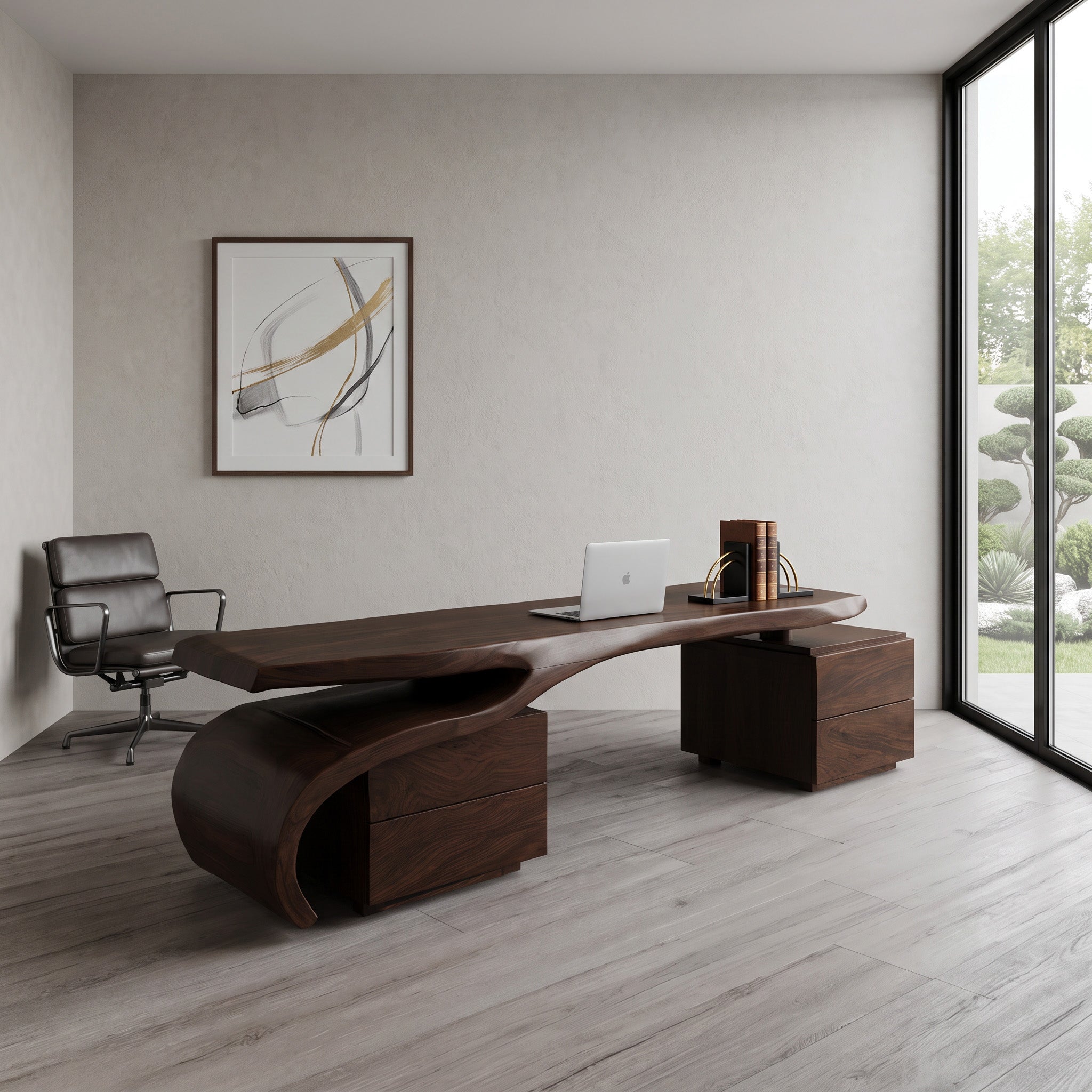 Modern Sculptural Desk With Flowing Design For Home Office