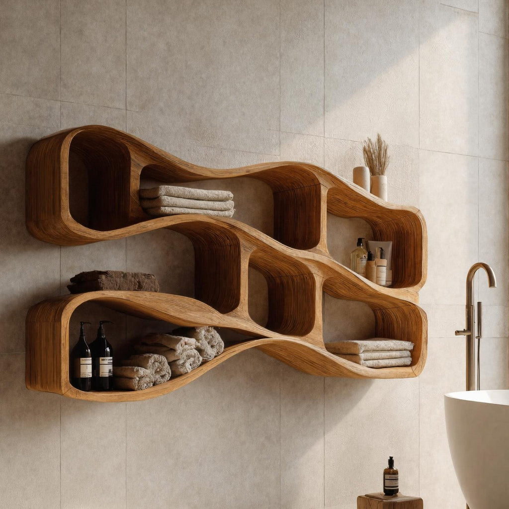 Organic Sculptural Wall Storage For Modern Bathroom