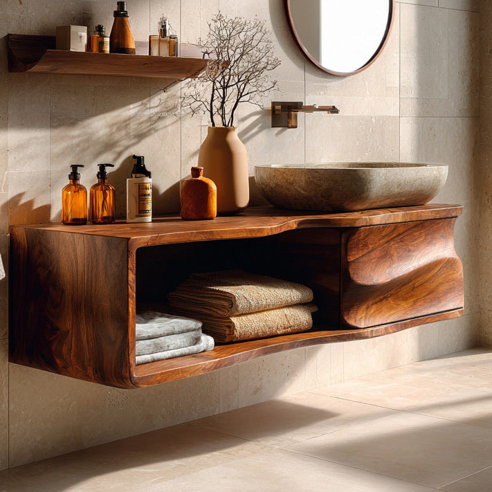 Organic Sculptural Bathroom Vanity For Modern Bathroom Interior