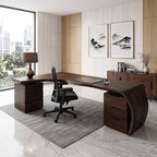 Minimalist Live Edge L Shaped Desk With Drawers For Workspace