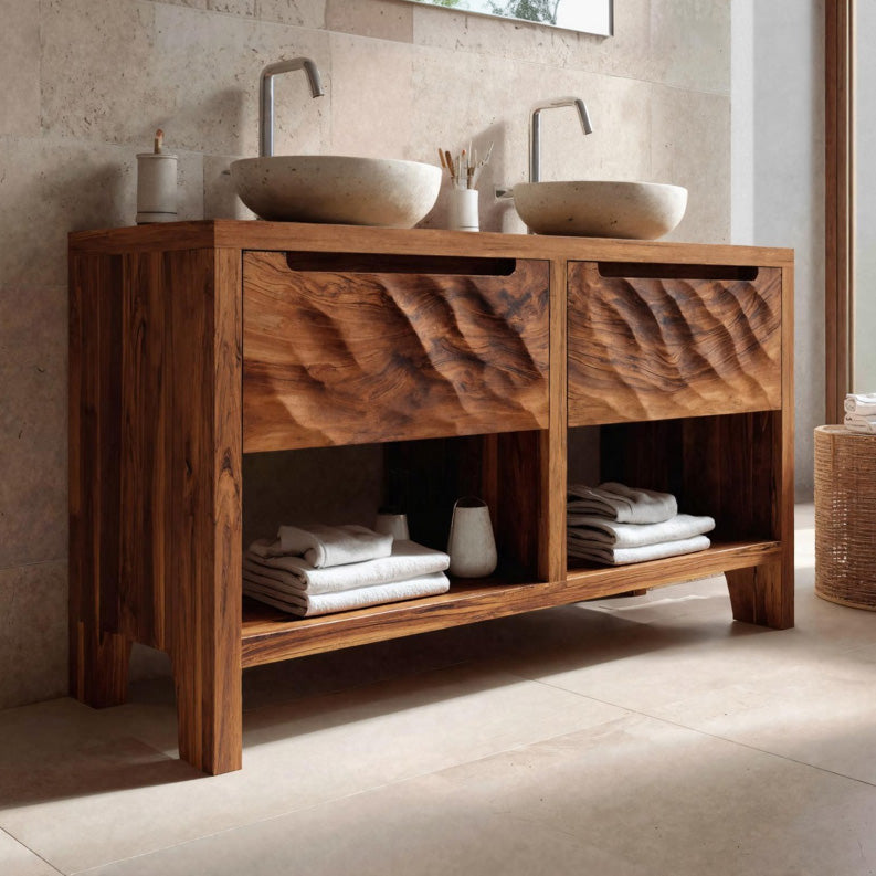 Rustic Bathroom Vanity With Two Drawers For Bathroom Decor
