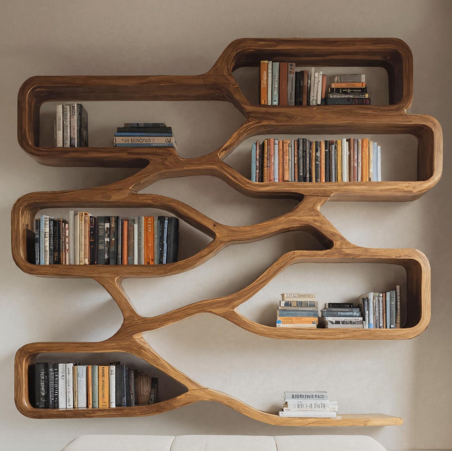 Modern Sculpted Bookcase For Living Room