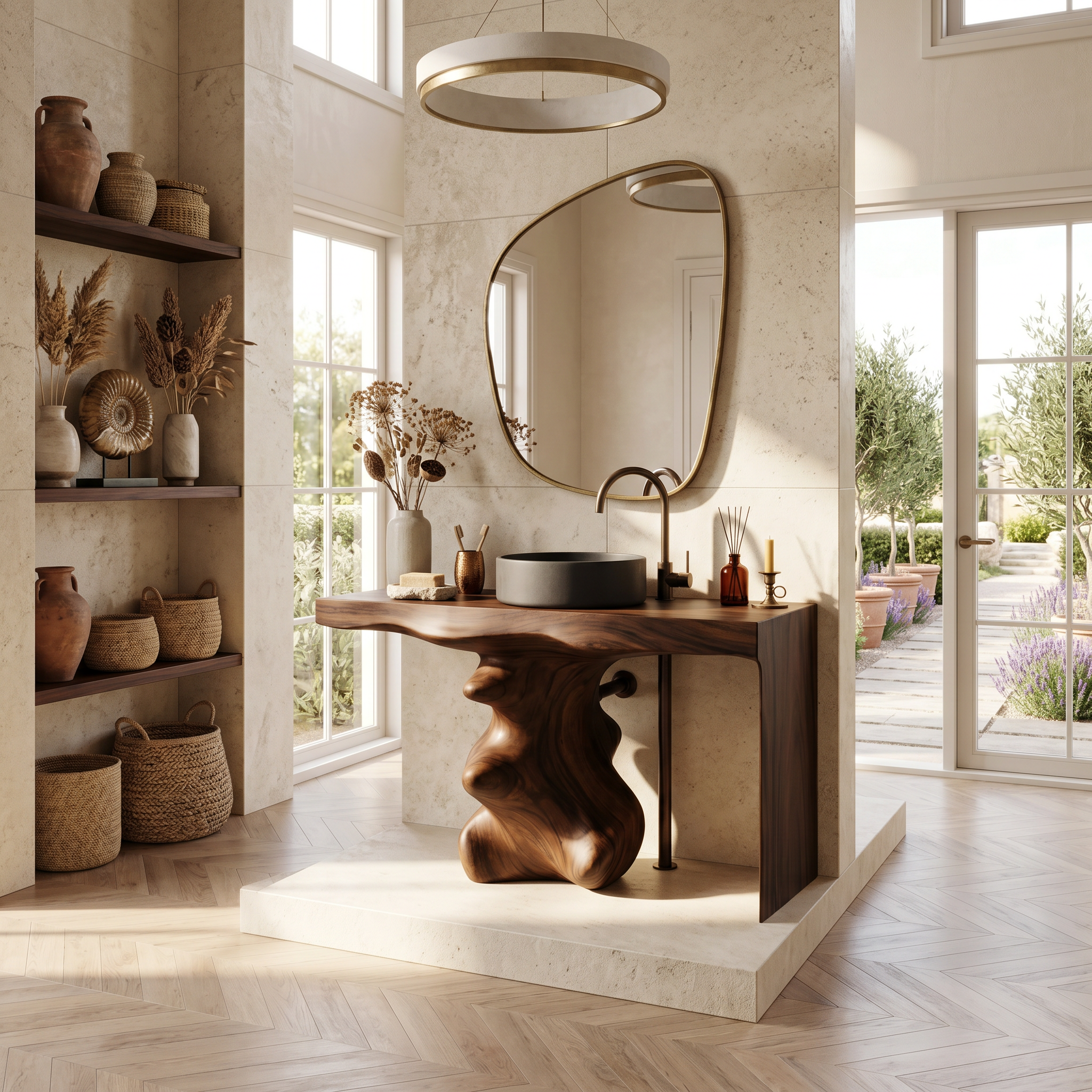 Mid Century Vanity For Organic Bathroom Interiors