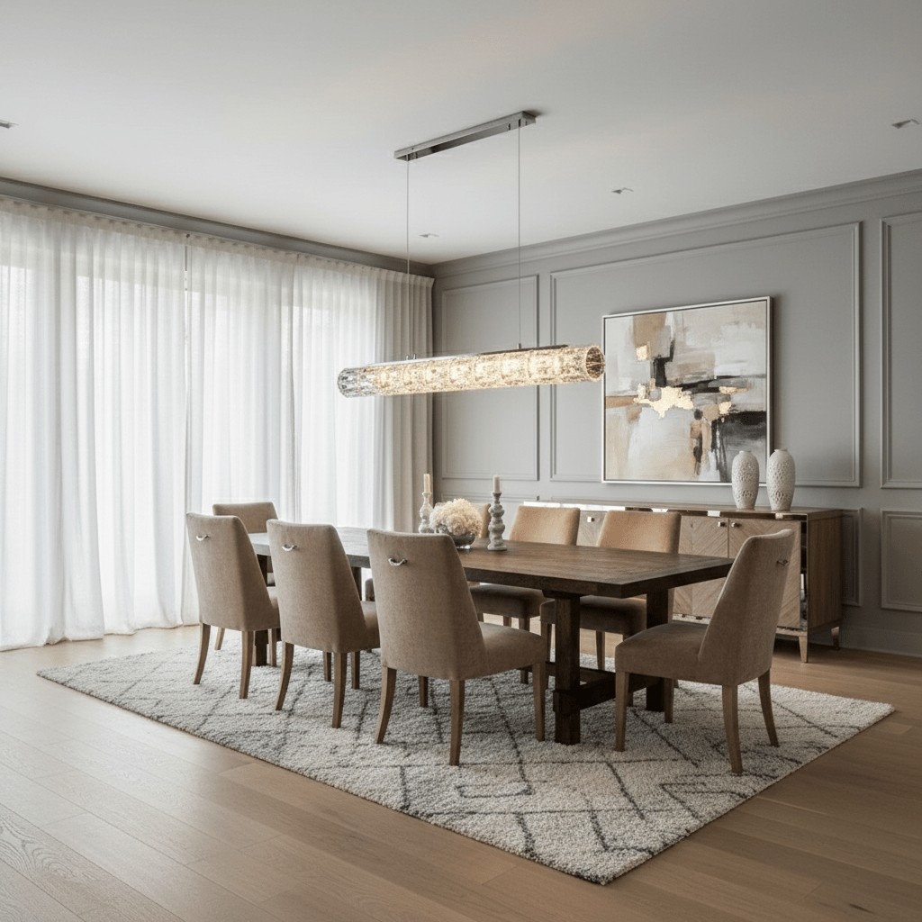 Bacci linear crystal suspension light illuminated