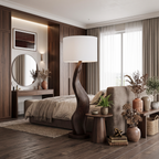 Modern Sculptural Floor Lamp With Curved Base For Bedroom