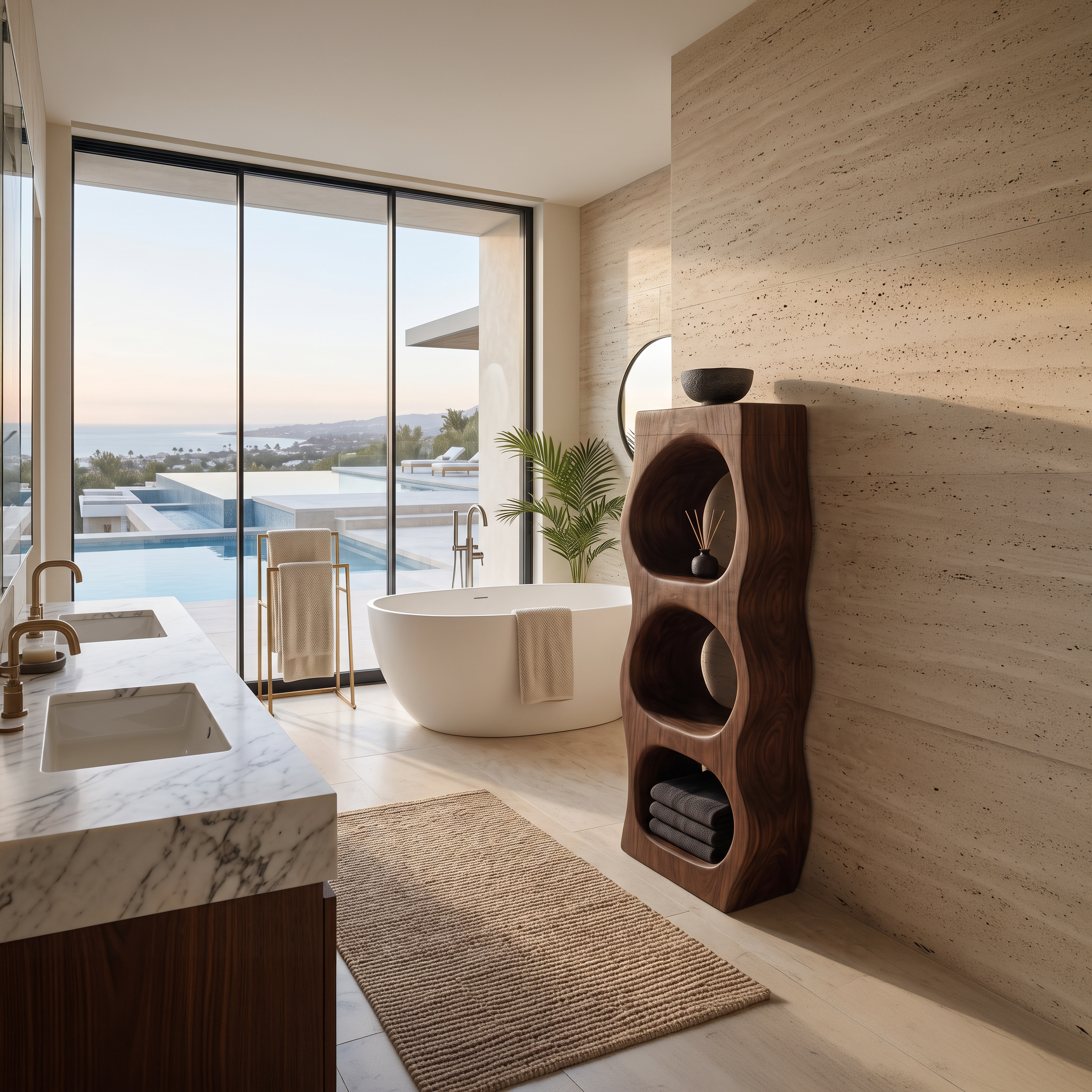 Organic Sculptural Bathroom Shelf For Towels Or Spa Essentials
