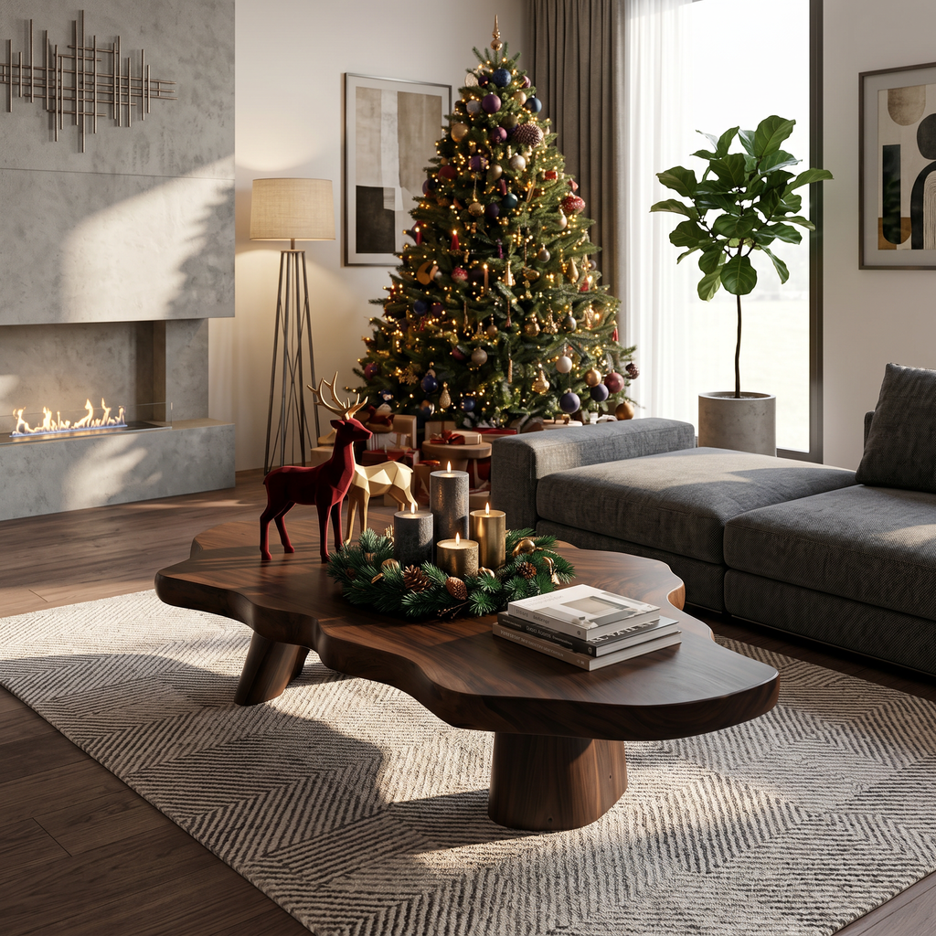 Mid Century Rustic Live Edge Coffee Table For Holiday Furniture