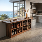 Wooden Bar Table With Storage For Compact Kitchen Or Coffee Bar