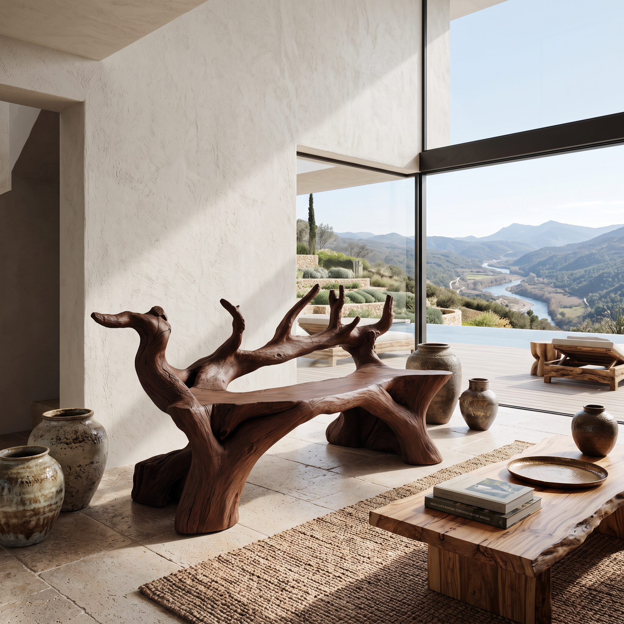 Handcrafted Wooden Bench For Custom Made Living Room Furniture