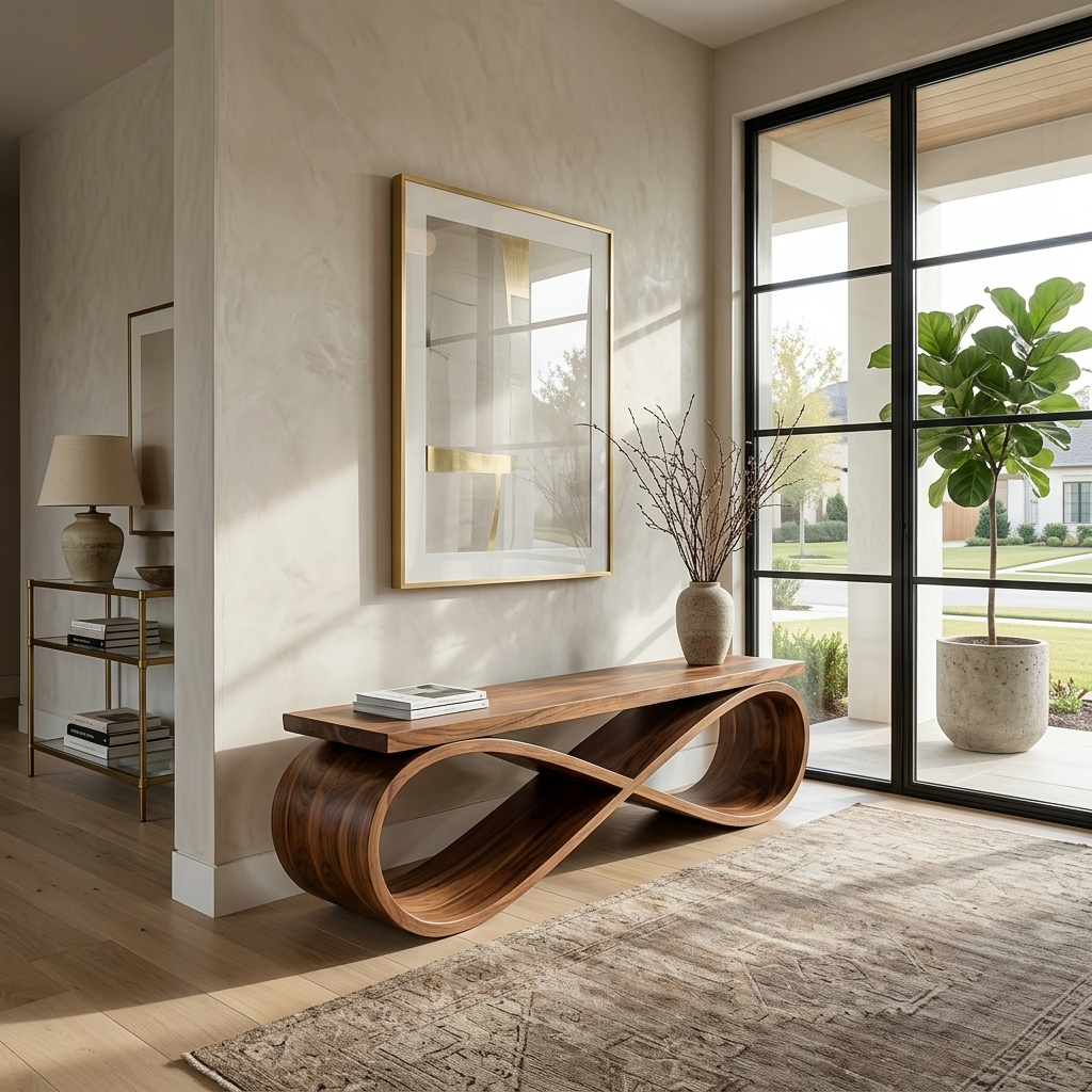 Infinity Loop Sculptural Bench For Entryway Or Living Room