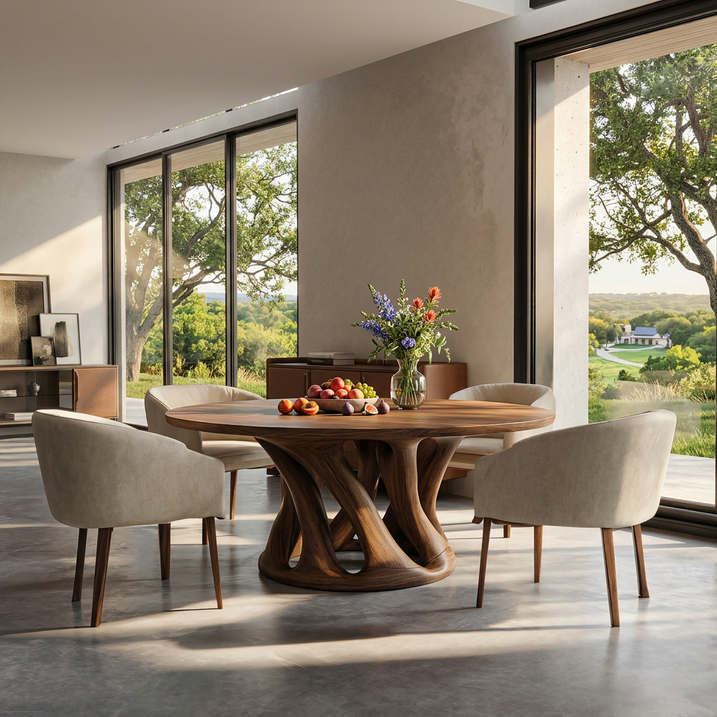 Sculptural Round Dining Table For Contemporary Interior