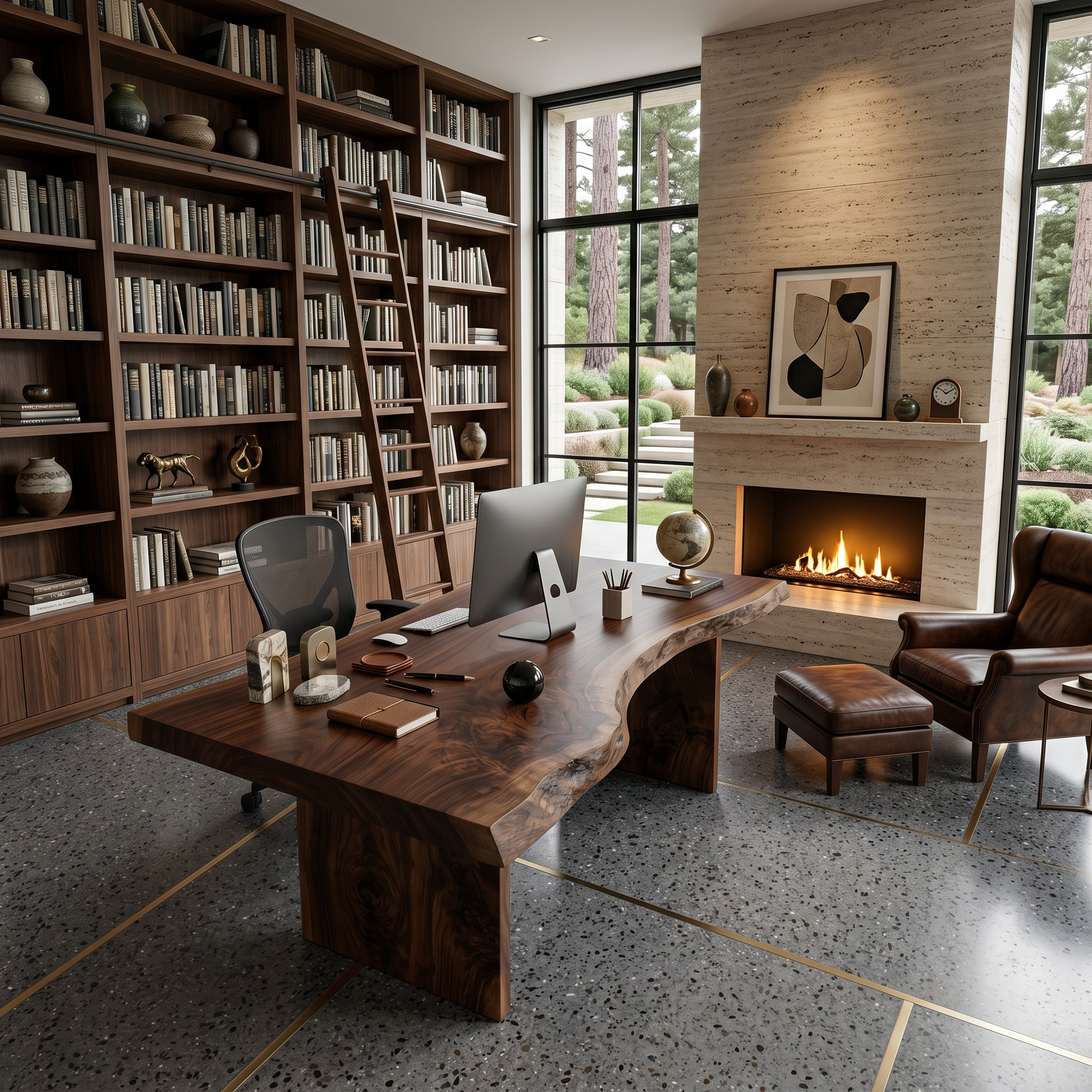 Modern Organic Curved Office Desk For Executive Or Creative Workspace