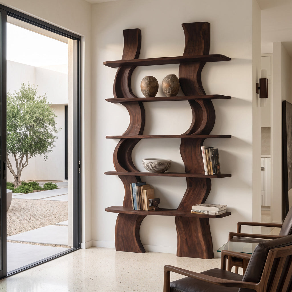 Organic Carved Shelf Storage Display For Home Office
