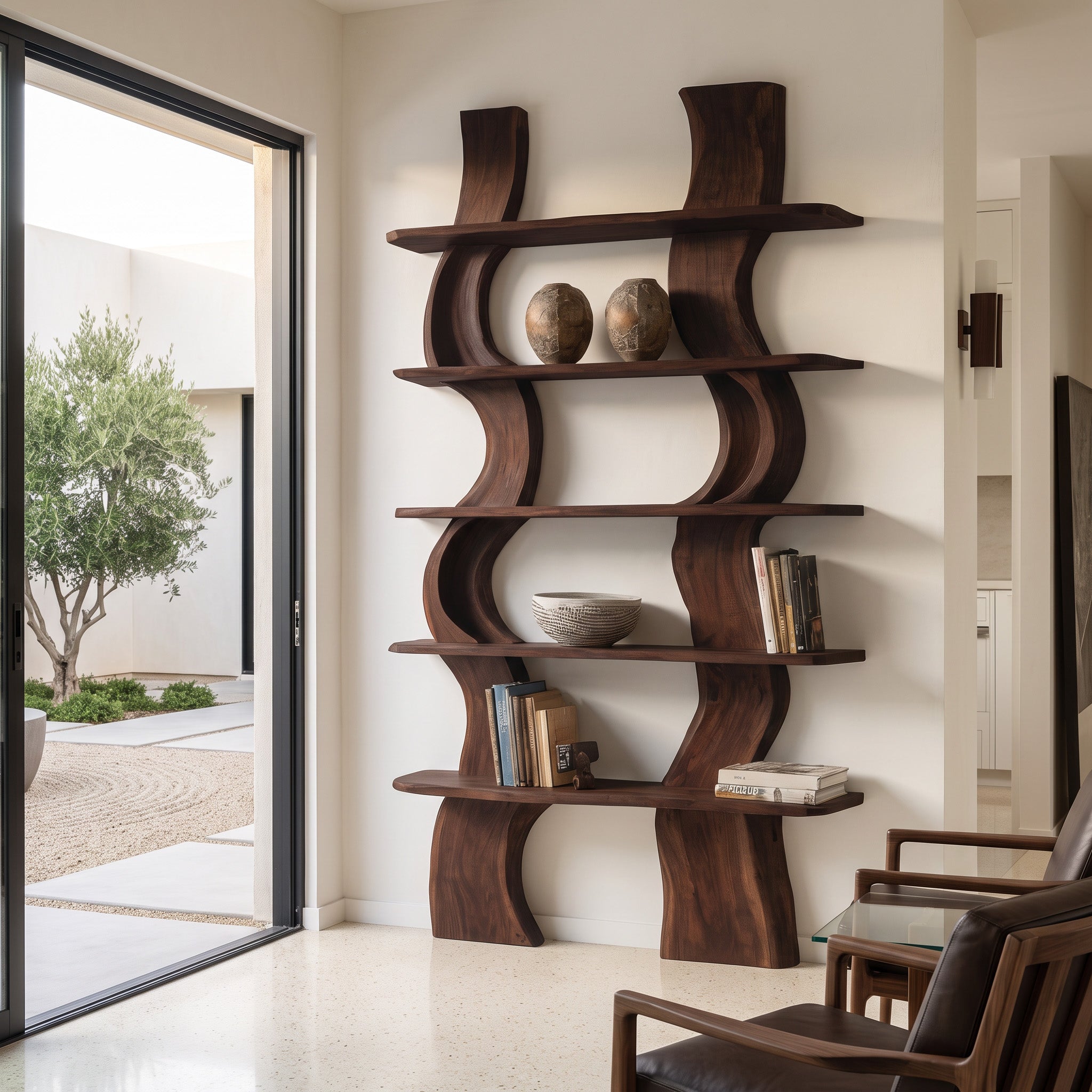 Organic Carved Shelf Storage Display For Home Office