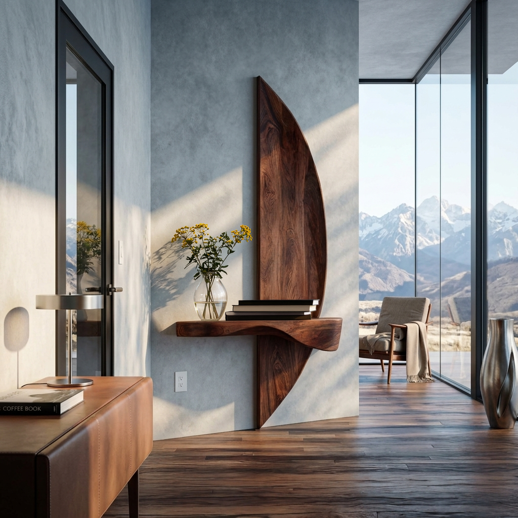 Contemporary Floating Shelf Sculptural For Entryway