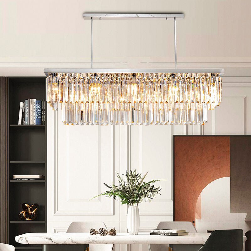 Stefano rectangular crystal dining chandelier in black