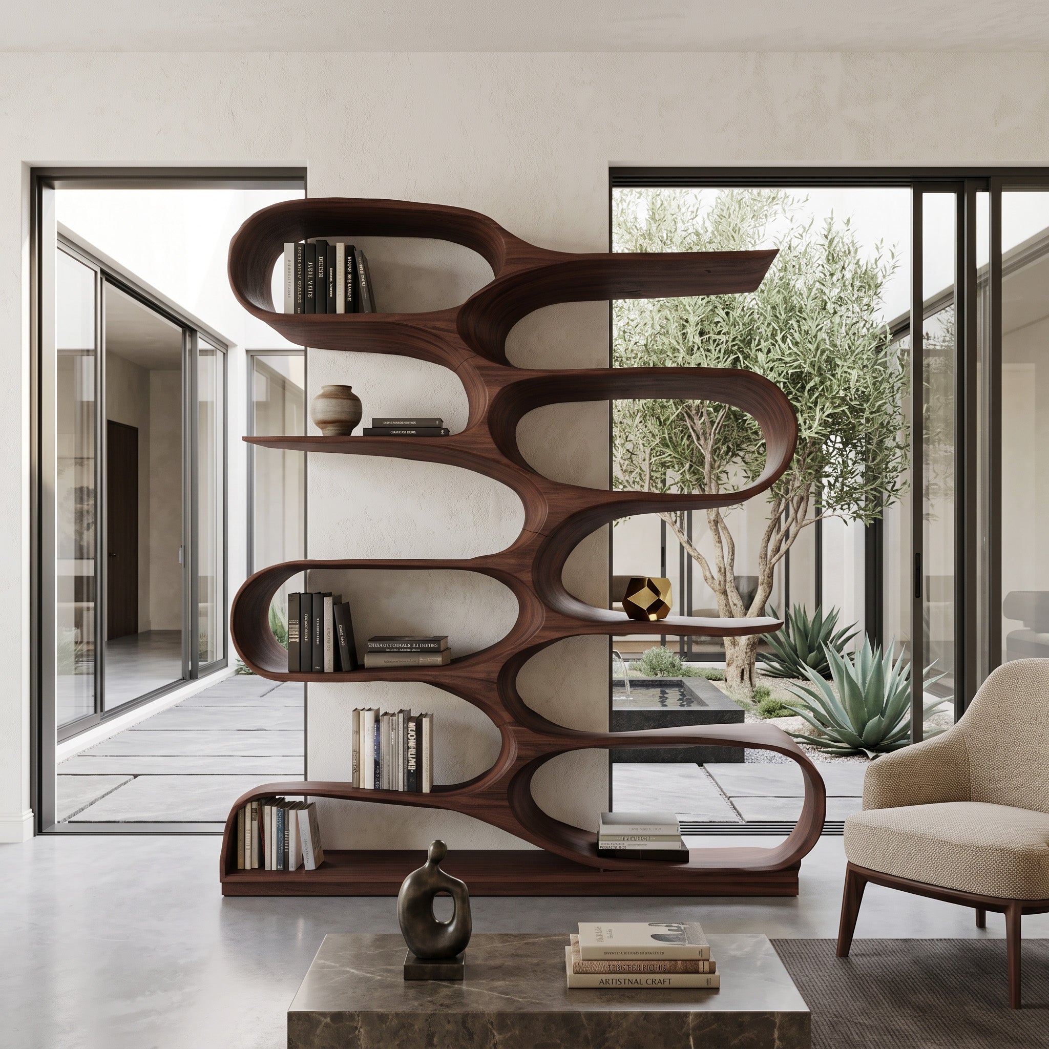 Organic Living Room Bookshelf For Home Decor
