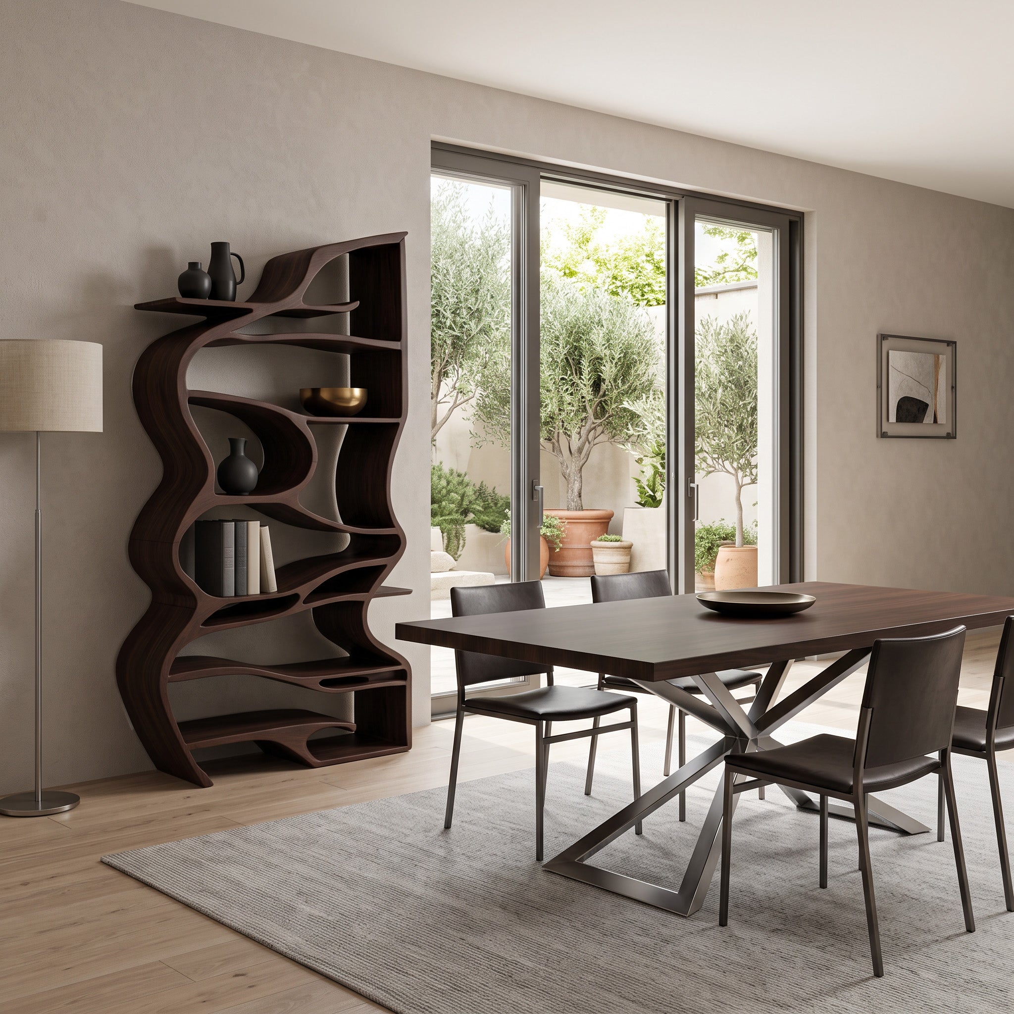 Handcrafted Sculpted Bookshelf With Organic Design For Living Room Or Office