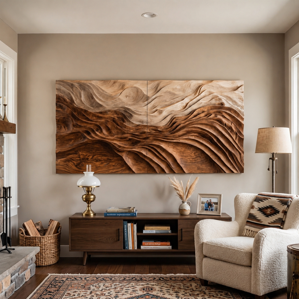 Sculptural Wall Art With Flowing Design For Living Room