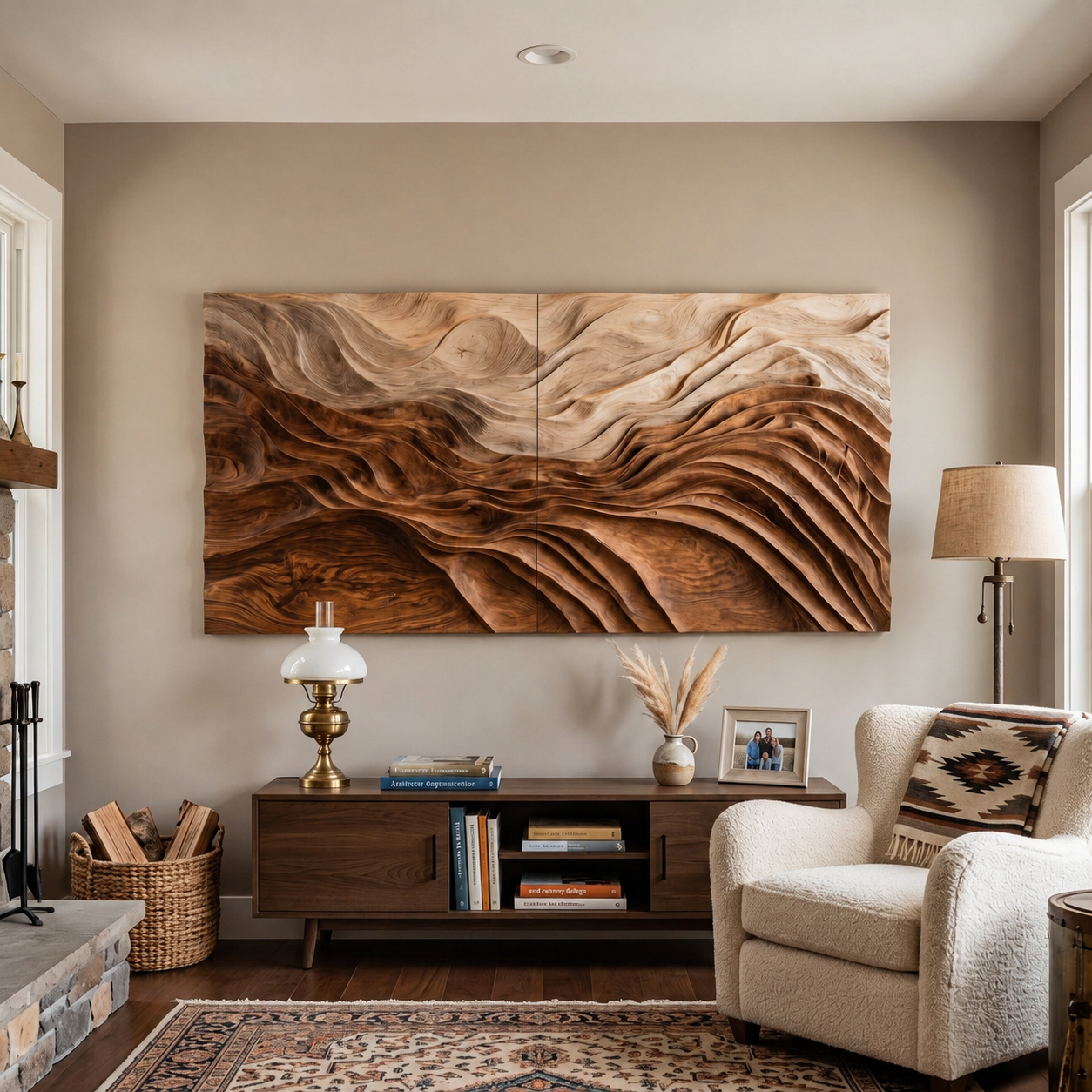 Sculptural Wall Art With Flowing Design For Living Room