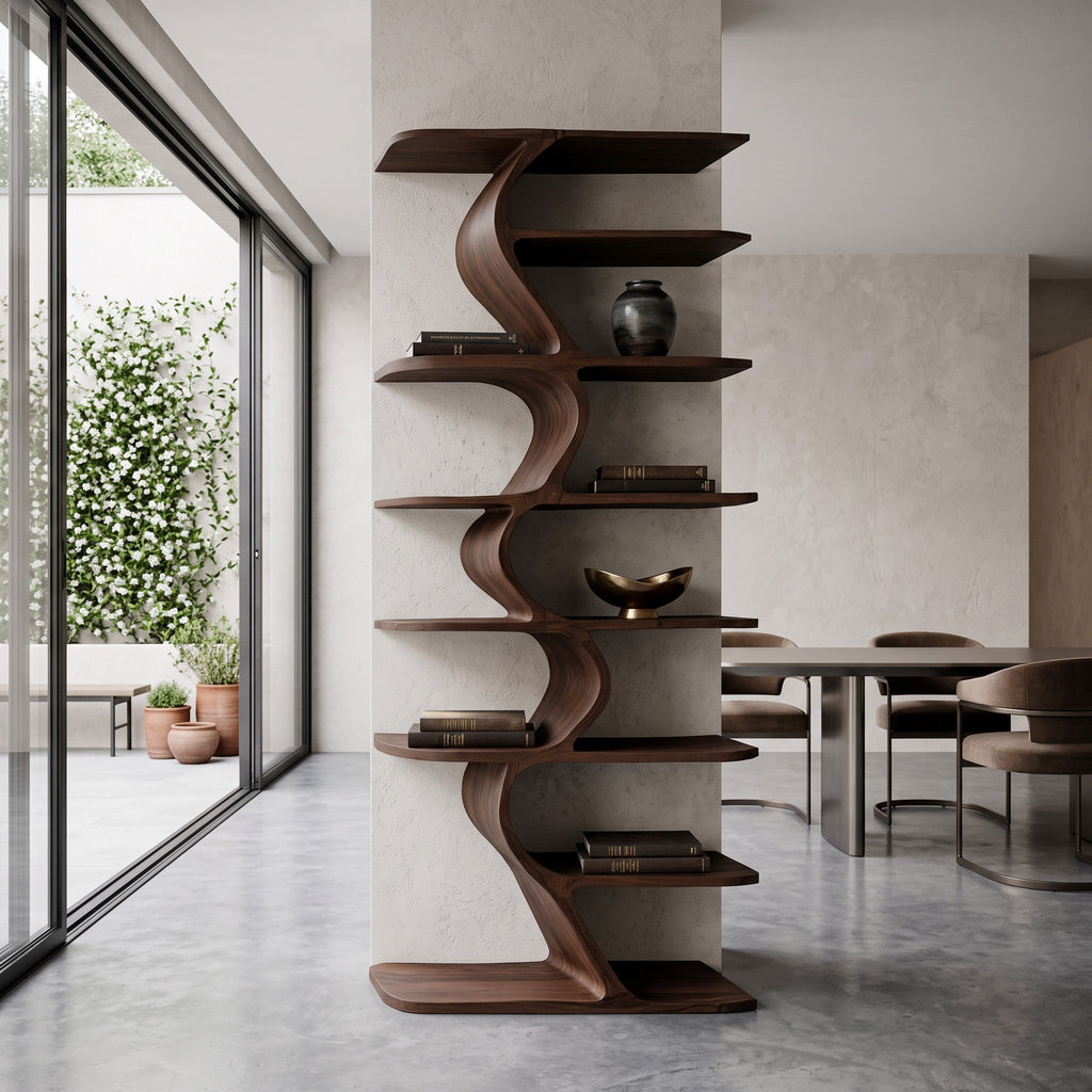 Organic Bookshelf For Living Room Interiors