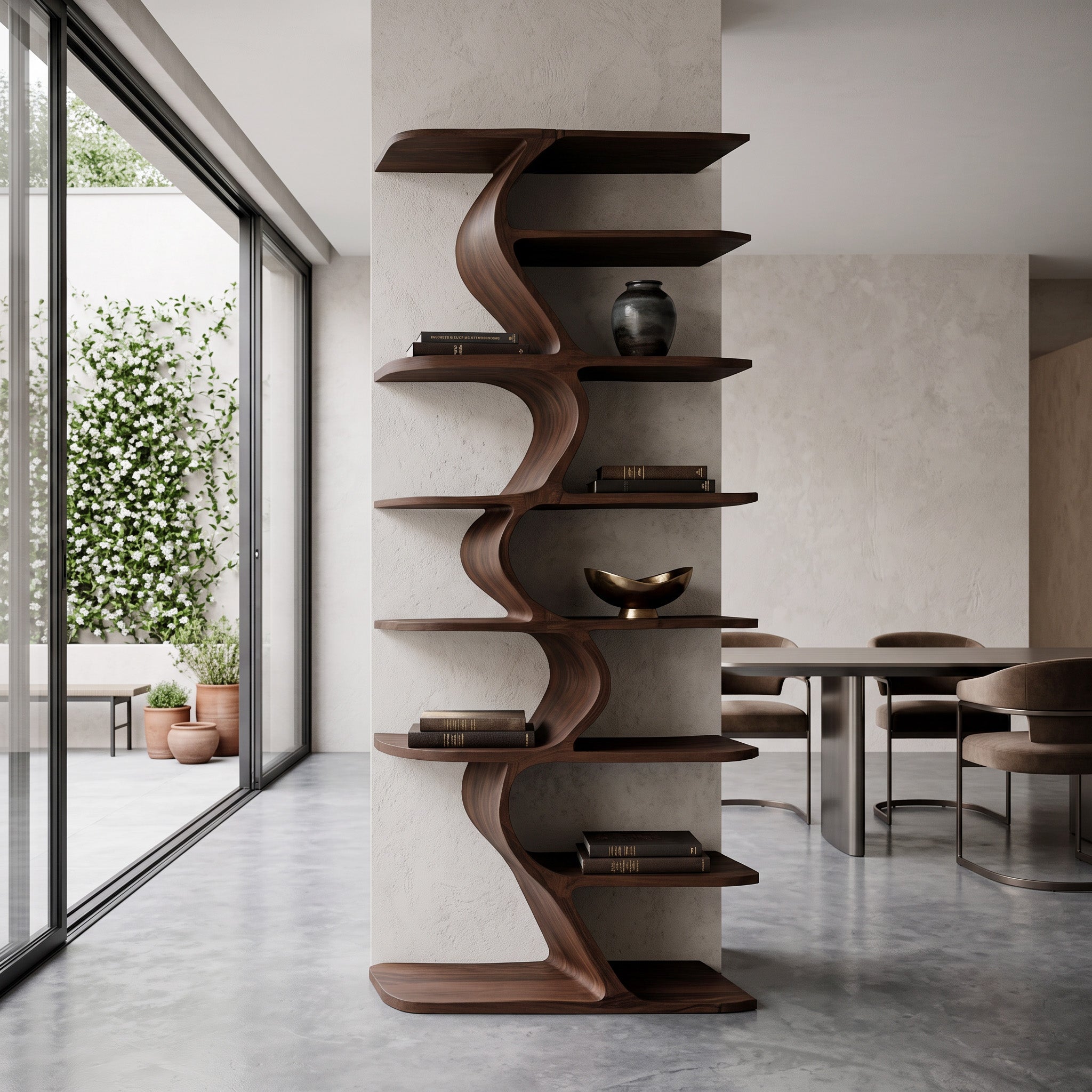 Organic Bookshelf For Living Room Interiors