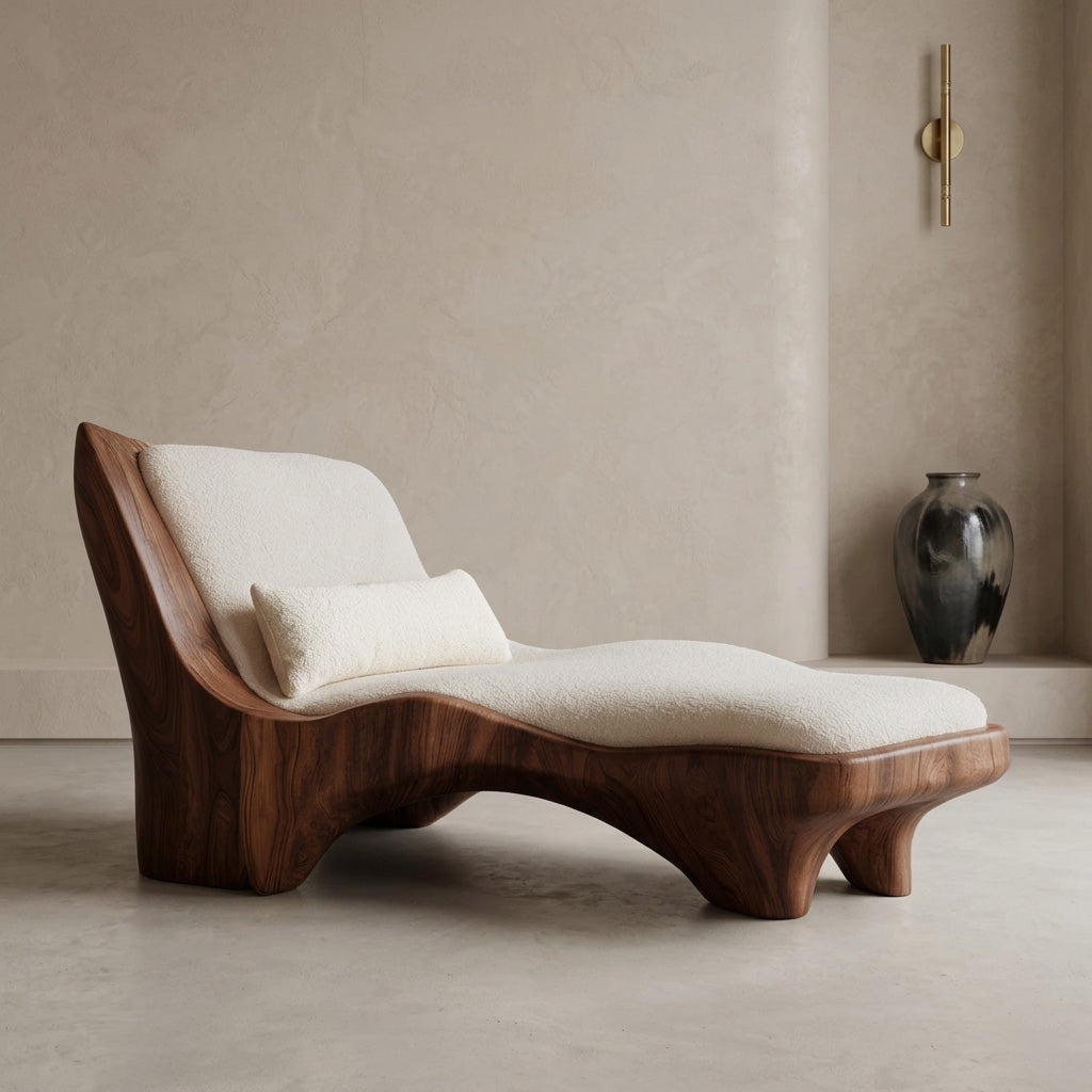 Modern Chaise Lounge With Curved Base For Living Room