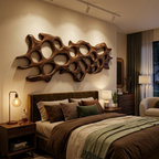 Organic Wall Art Sculpture With Abstract Carving For Living Room
