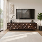 Hand Carved TV Stand With Wave Design For Living Room
