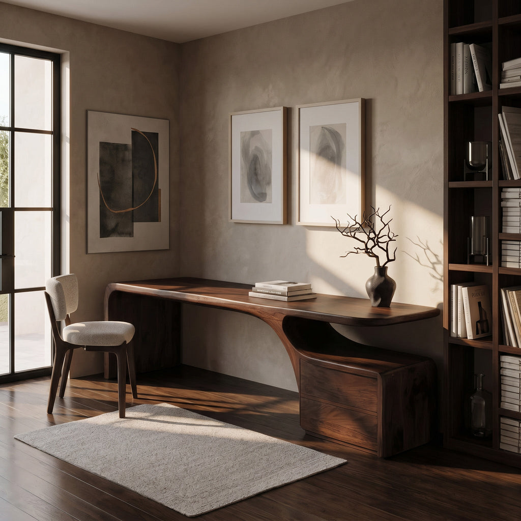 Organic Desk With Drawer Storage For Home Office
