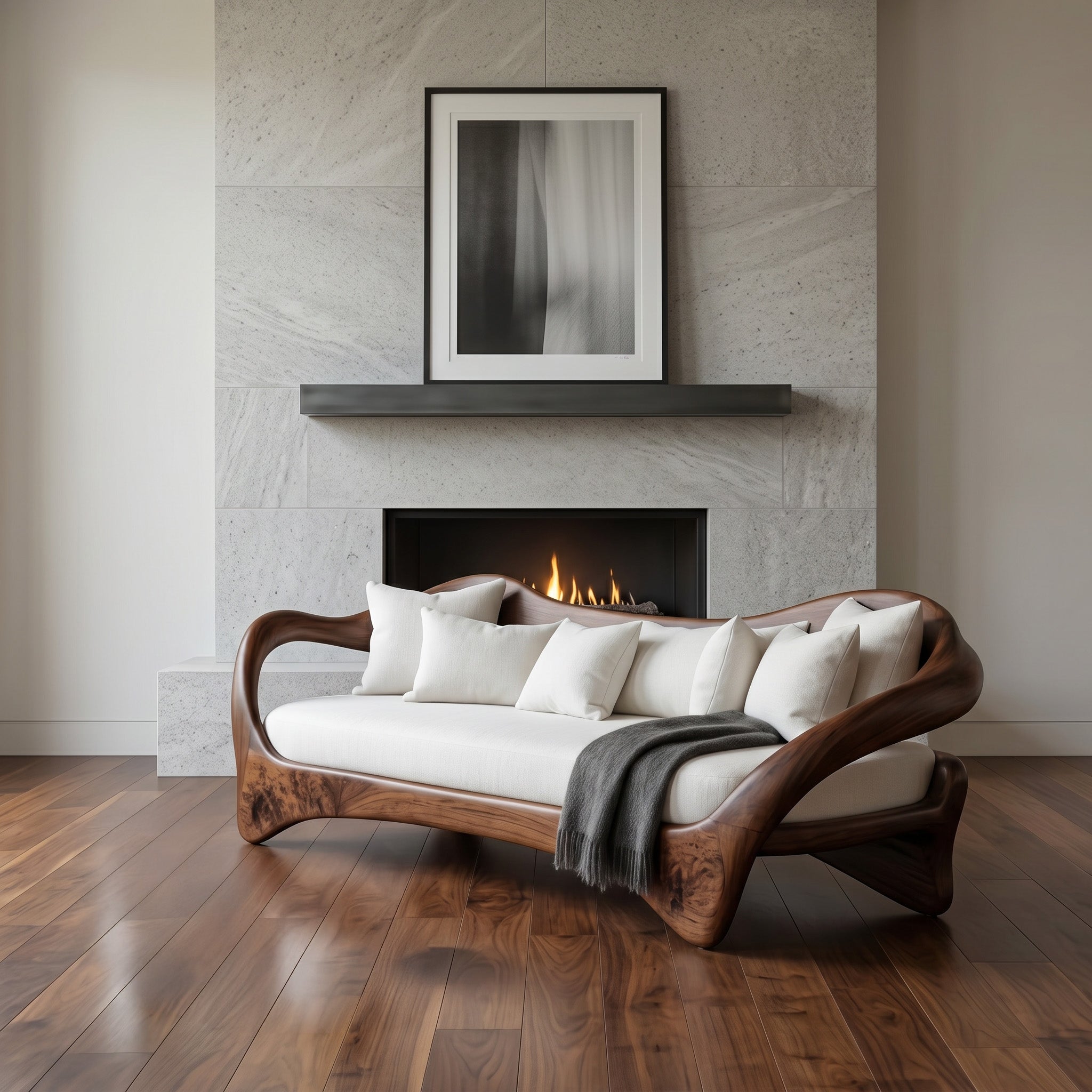 Organic Curved Sofa For Living Room Decor