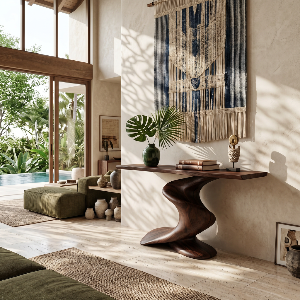 Handcrafted Wood Console Table Furniture Decor