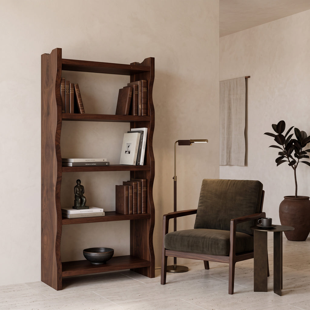 Modern Vertical Bookshelf With Natural Grain Design For Living