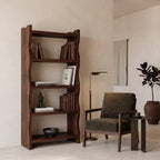 Modern Vertical Bookshelf With Natural Grain Design For Living