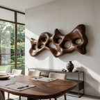 Organic Wall Art Sculpture With Carved Design For Living Room