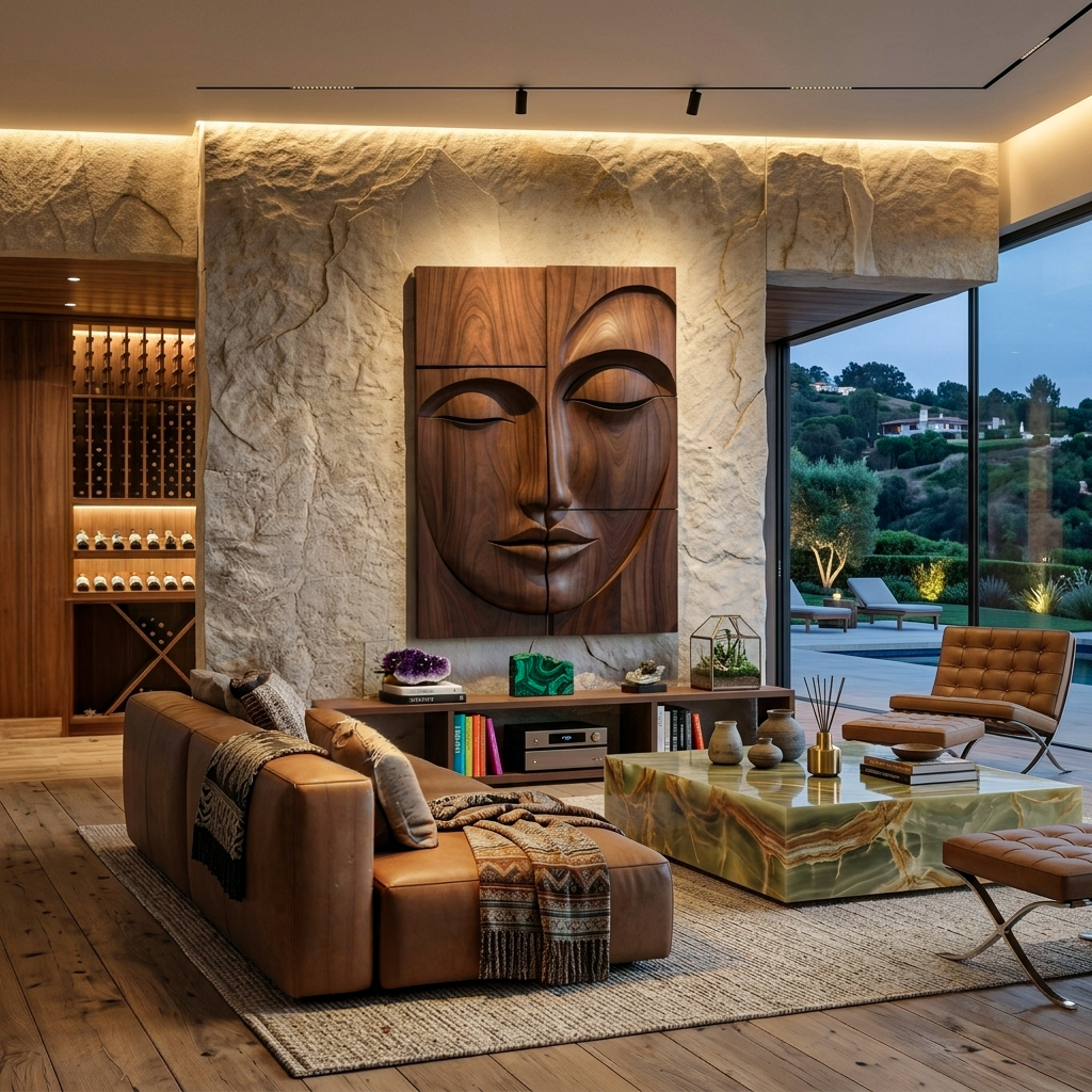 Modern Buddha Face Wall Art Living Room Entryway