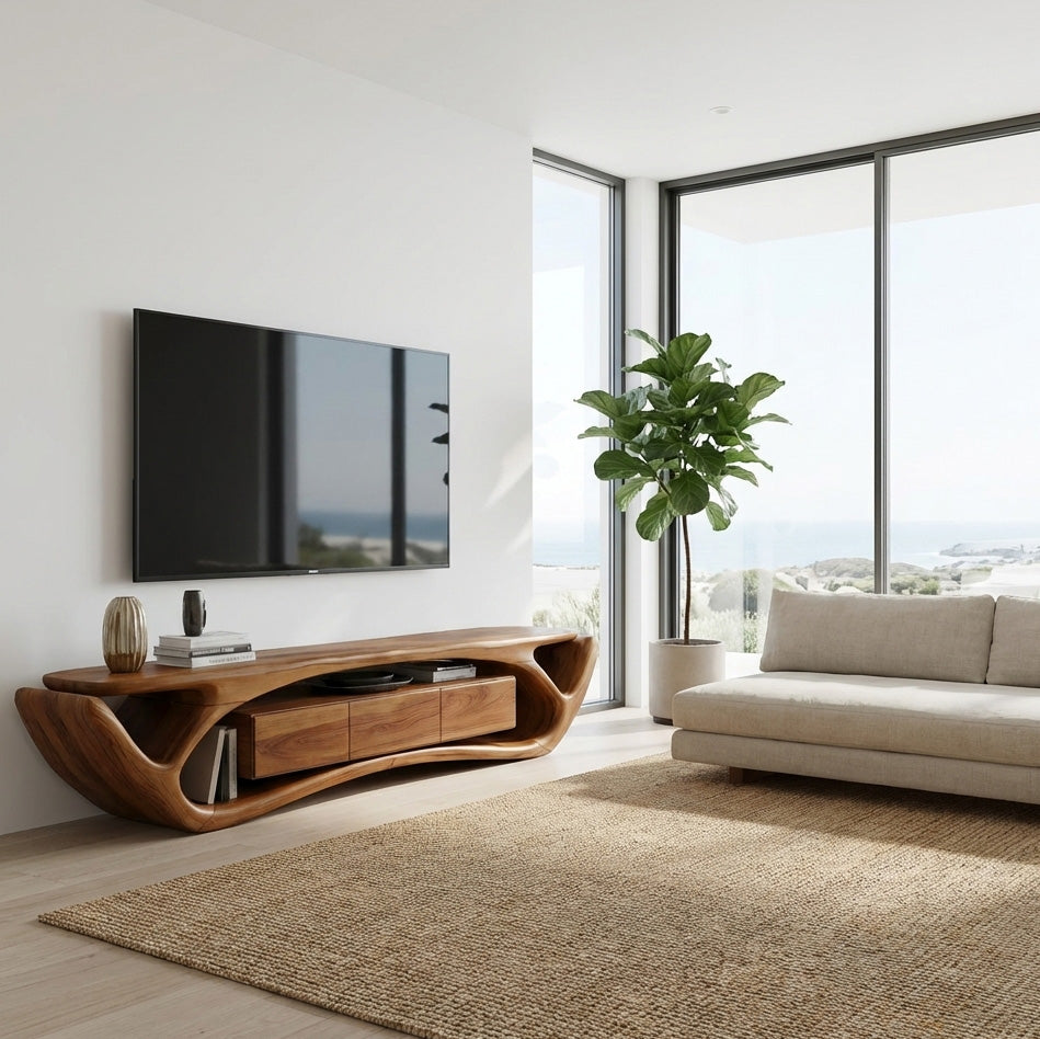 Quiet Luxury Modern Organic TV Console For Living Room