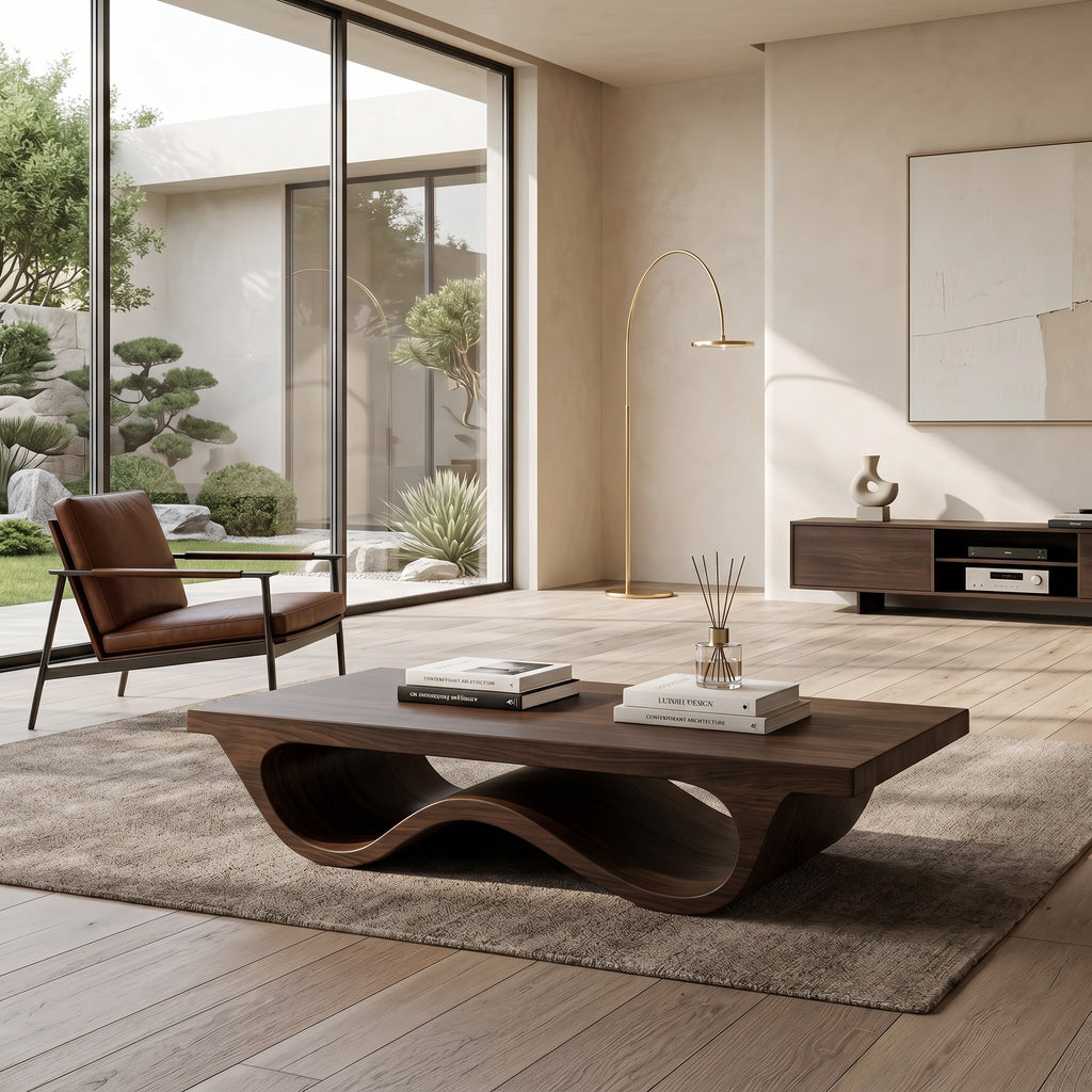 Contemporary Coffee Table Curved Leg Design For Living Room