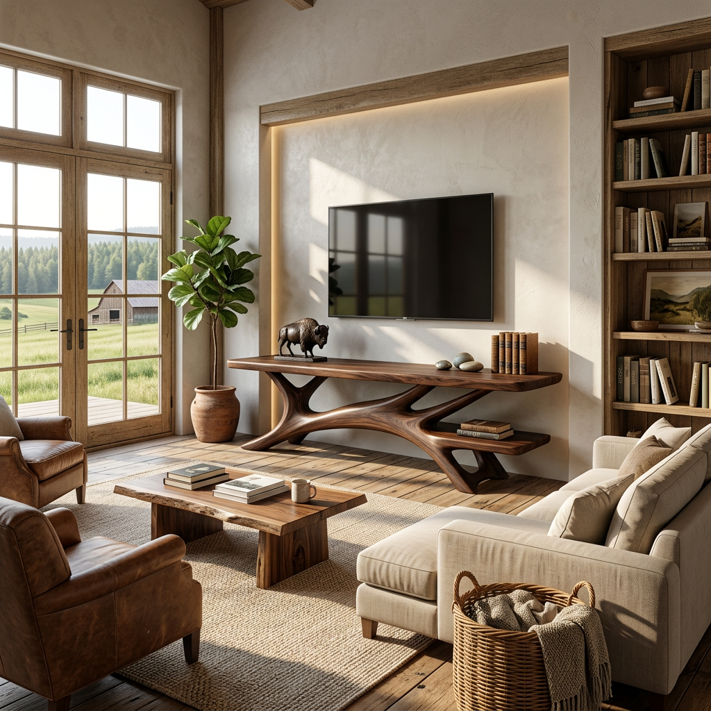 Modern TV Stand Curved Design For Living Room
