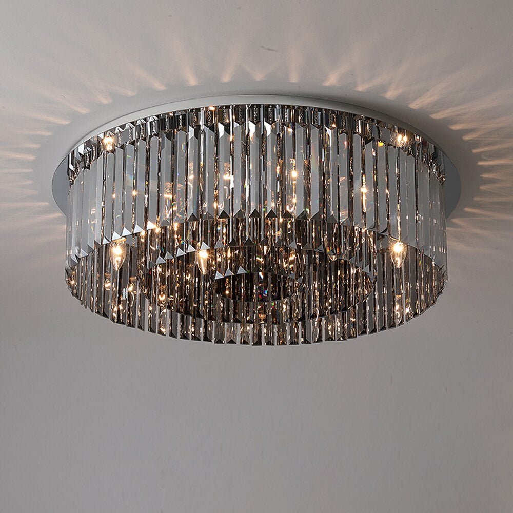buyGio Smoke Grey Crystal Flush Mount - Morsale