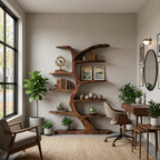 Modern Bookshelf Tree Inspired Curved Design For Living Room