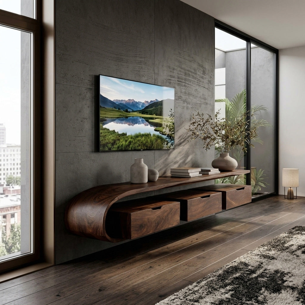 Modern TV Console Open Storage For Living Room