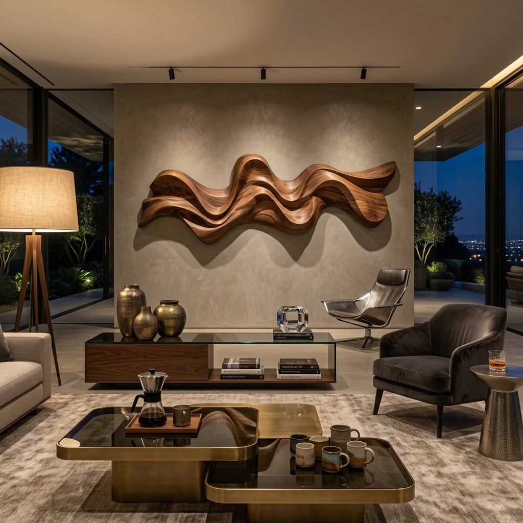Modern Wavy Wall Art Sculpture For Living Room