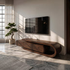 Contemporary Curved Wooden TV Console For Living Room